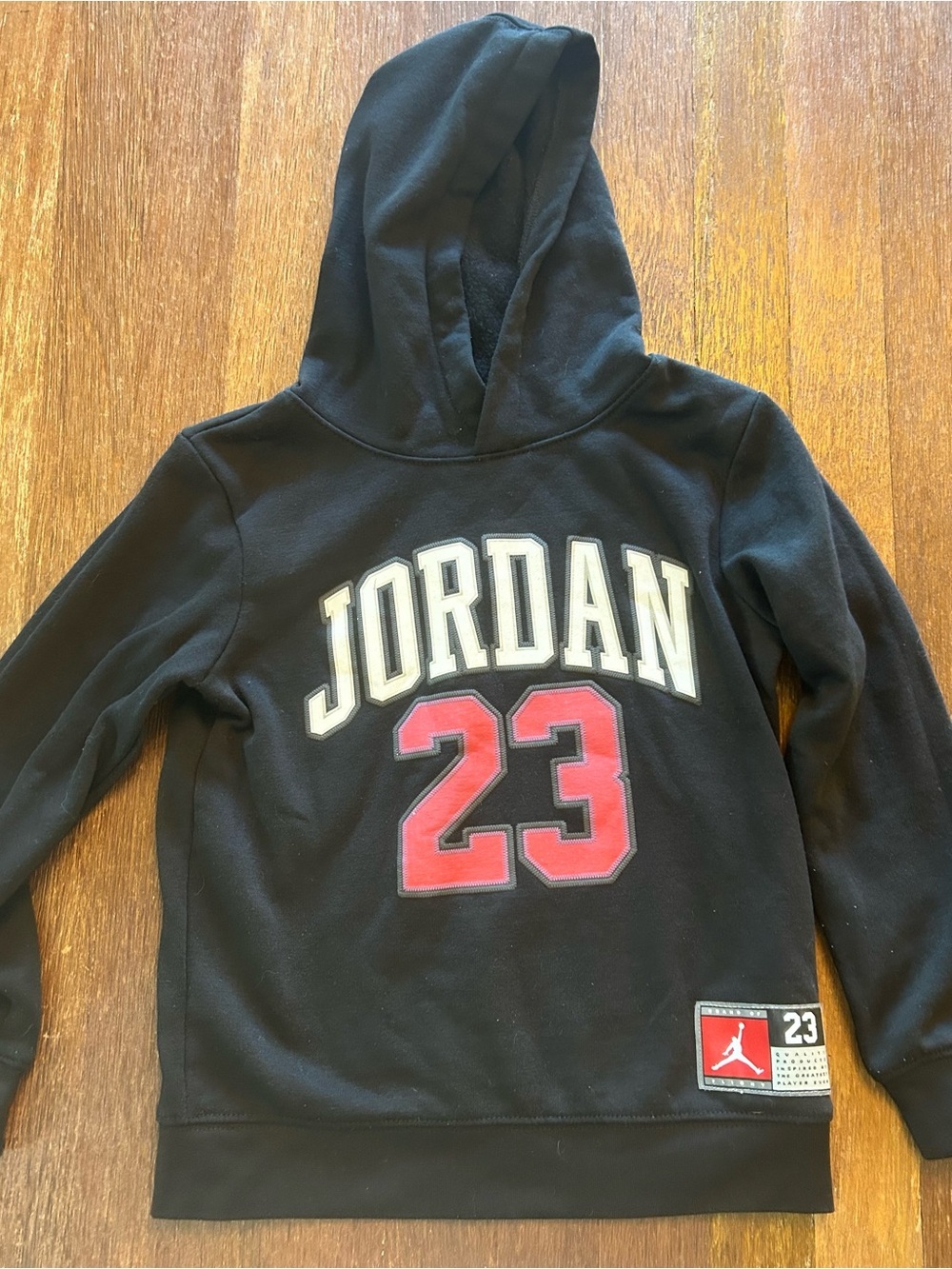 Jordan 23 Flight Fleece Hoodie Black Red 23 Size 6-7